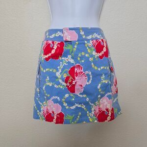 Vintage Y2K 2000s Tommy Hilfiger Hawaiian Floral Blue Red Cargo Short skirt